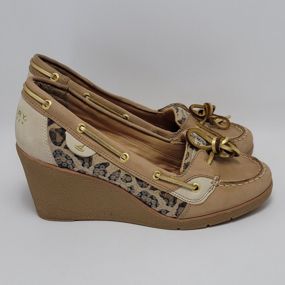 Sperry Tan and Cream Wedges